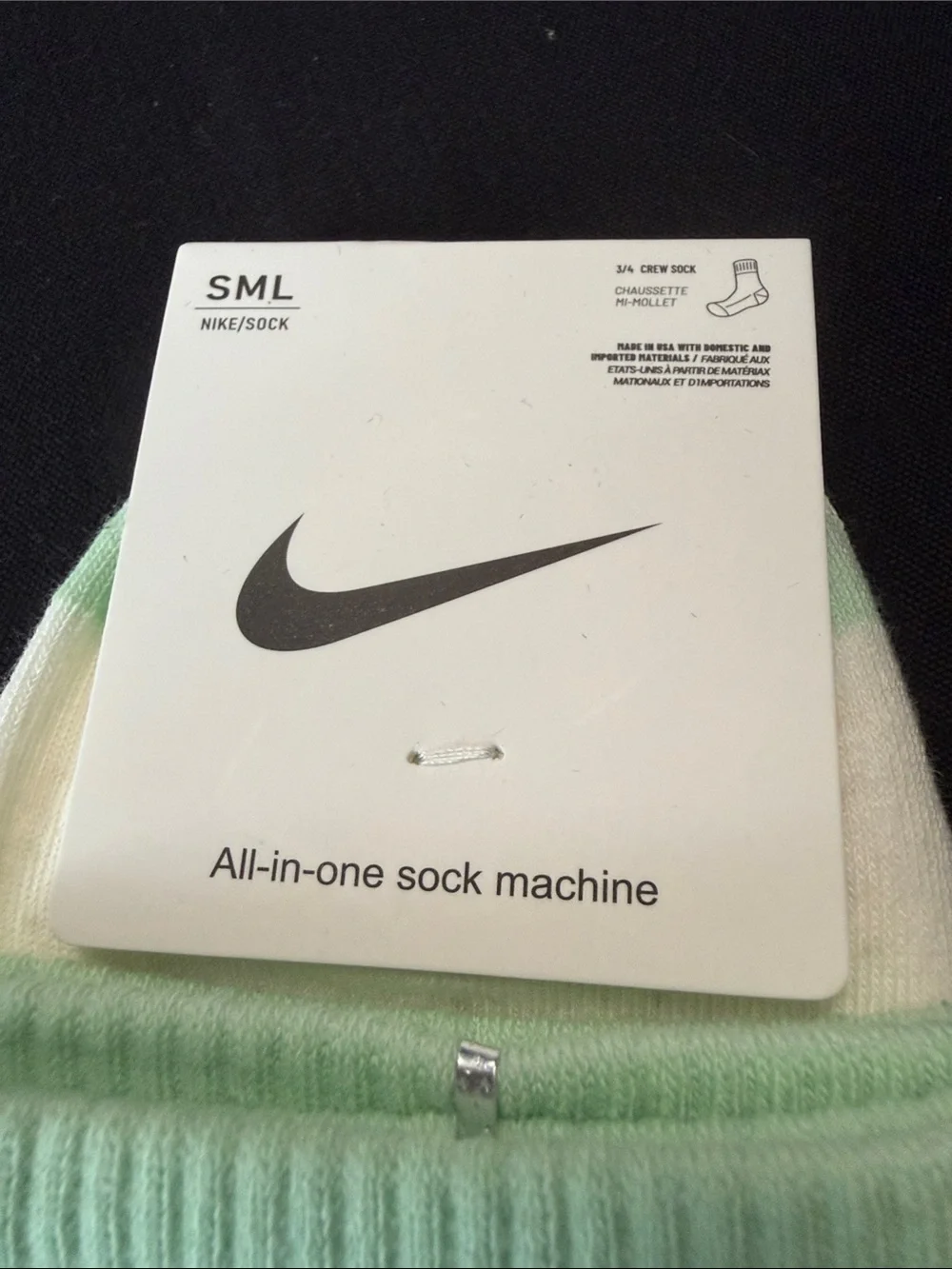 Nike Crew Socks in Mint Green & White - 1 Pair